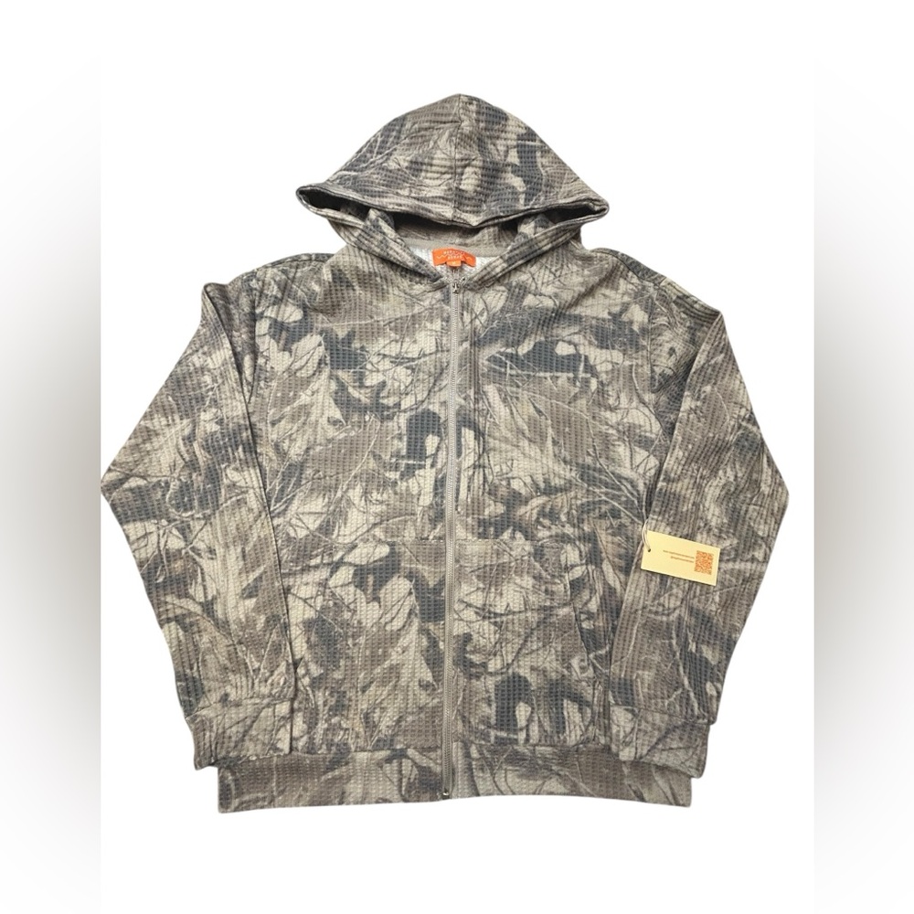 Negative Space Men’s Camouflage Waffle Knit Zip-Up Hoodie M NWT Polyester Cotton